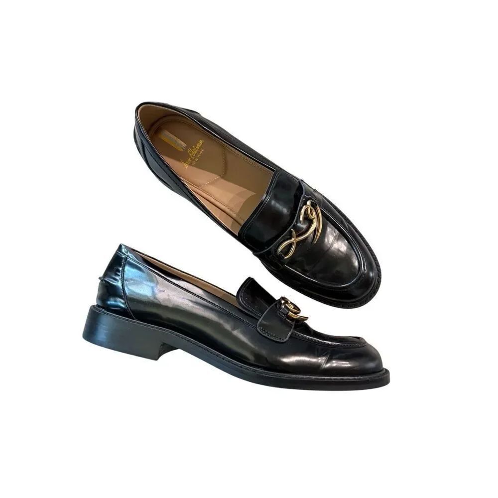 Sam Edelman Colette Womens Black Embellished Slip On Round Toe Loafers Size 10